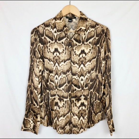 Roberto Cavalli Tops - Roberto Cavalli Animal Print 100% Silk Blouse